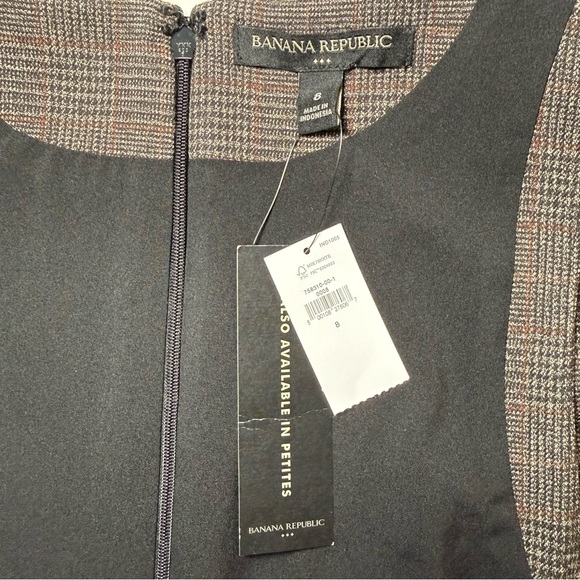 NWT Banana Republic Glen Plaid A-Line Dress Size 8 Brown Workwear Classic $90 - Picture 6 of 11